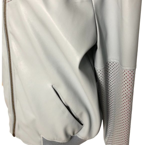 TopShop Blue Faux Leather Bomber Jacket NWT - Picture 3 of 6